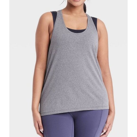 All In Motion - Women's Essential Racerback Tank Top - Heathered Black - Medium - Picture 1 of 12